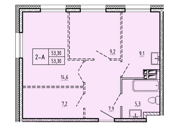 ЖК Карамель, 2-комн кв 53,3 м2, за 6 011 440 ₽, 1 этаж