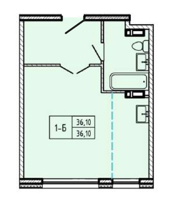 ЖК Карамель, 1-комн кв 36,1 м2, за 4 183 087 ₽, 2 этаж