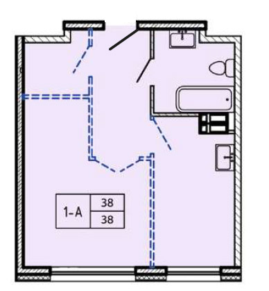 Доступные планировки в ЖК Карамель, 38,0 м2