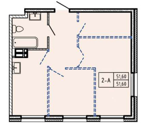 ЖК Карамель, 2-комн кв 51,6 м2, за 6 138 594 ₽, 5 этаж