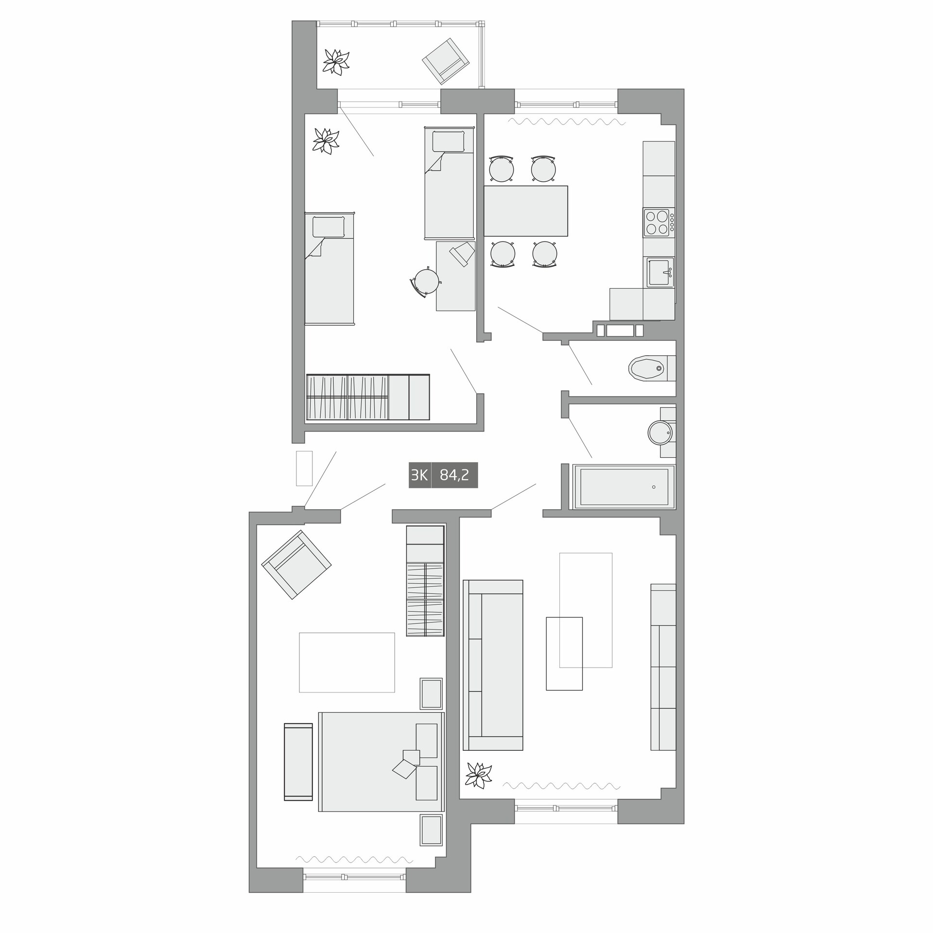 ЖК Небопарк, 3-комн кв 84,2 м2, за 10 104 000 ₽, 1 этаж