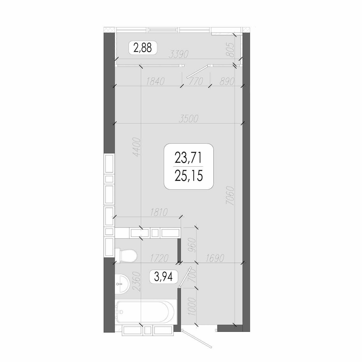 ЖК Оазис, 1-комн кв 25,15 м2, за 4 879 100 ₽, 21 этаж