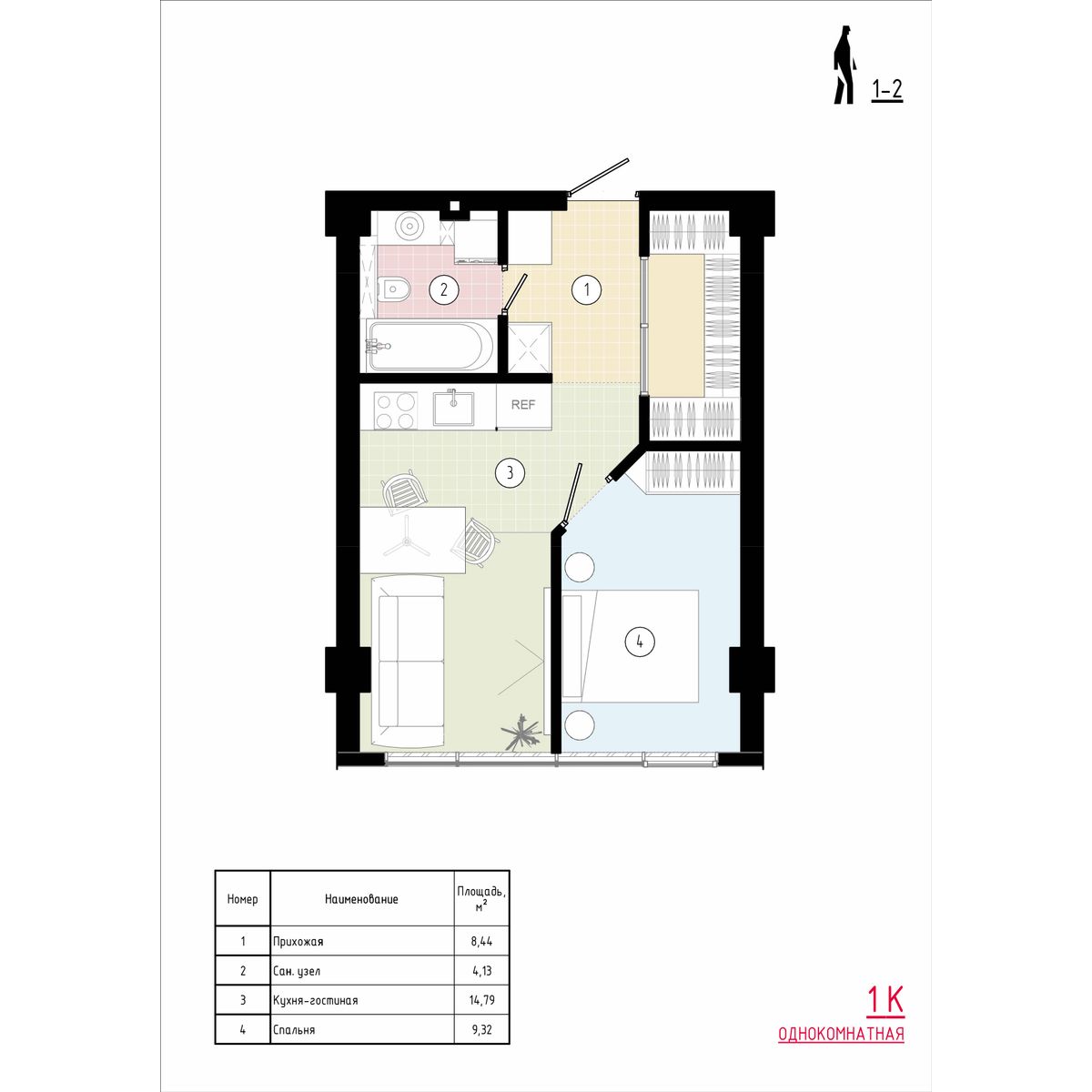 ЖК Острогорный, 1-комн кв 37,11 м2, за 6 011 820 ₽, 6 этаж