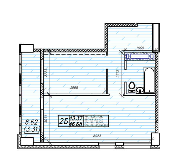 ЖК Суприм, 2-комн кв 46,68 м2, за 7 935 600 ₽, 4 этаж