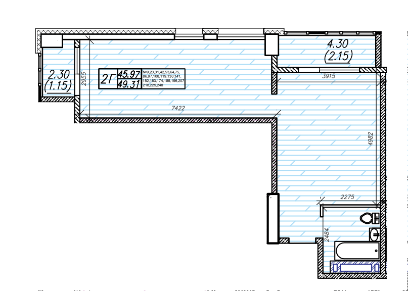 ЖК Суприм, 2-комн кв 49,31 м2, за 11 094 750 ₽