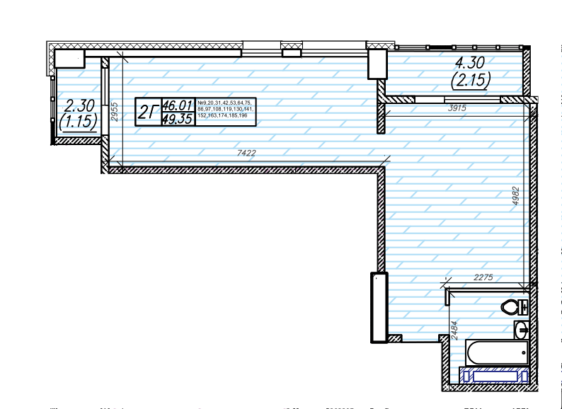 ЖК Суприм, 2-комн кв 49,35 м2, за 11 153 100 ₽