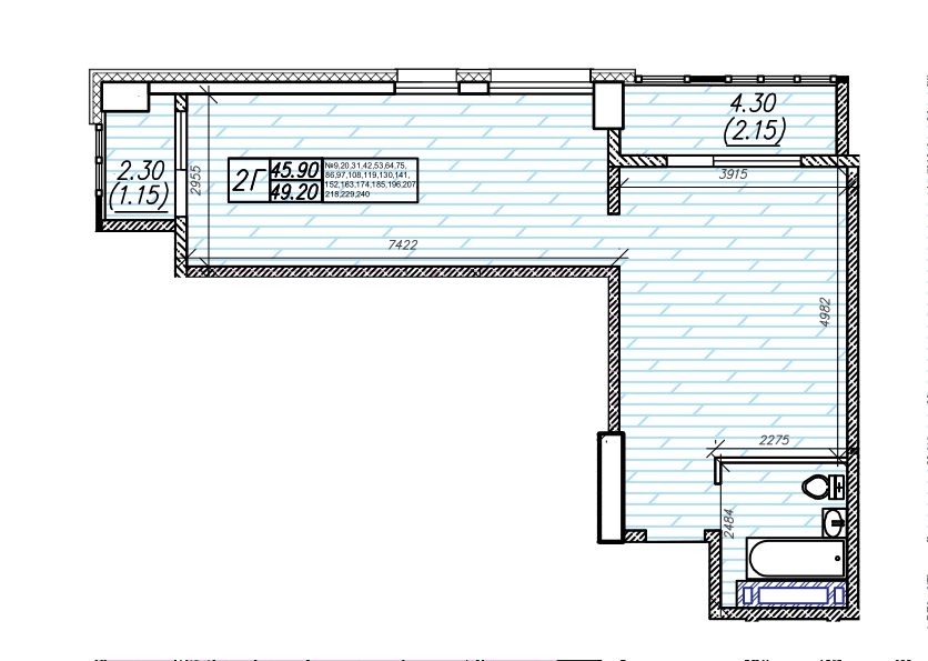 ЖК Суприм, 2-комн кв 49,2 м2, за 9 348 000 ₽, 4 этаж