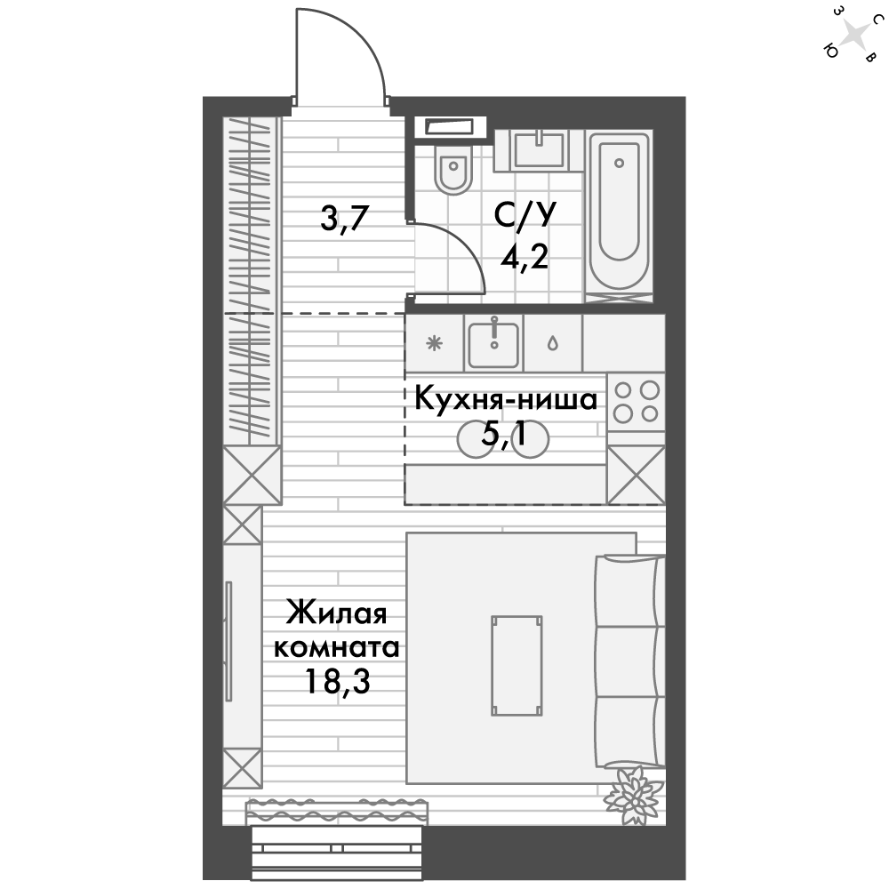 ЖК Философия, 3-комн кв 31,4 м2, за 19 042 514 ₽, 6 этаж