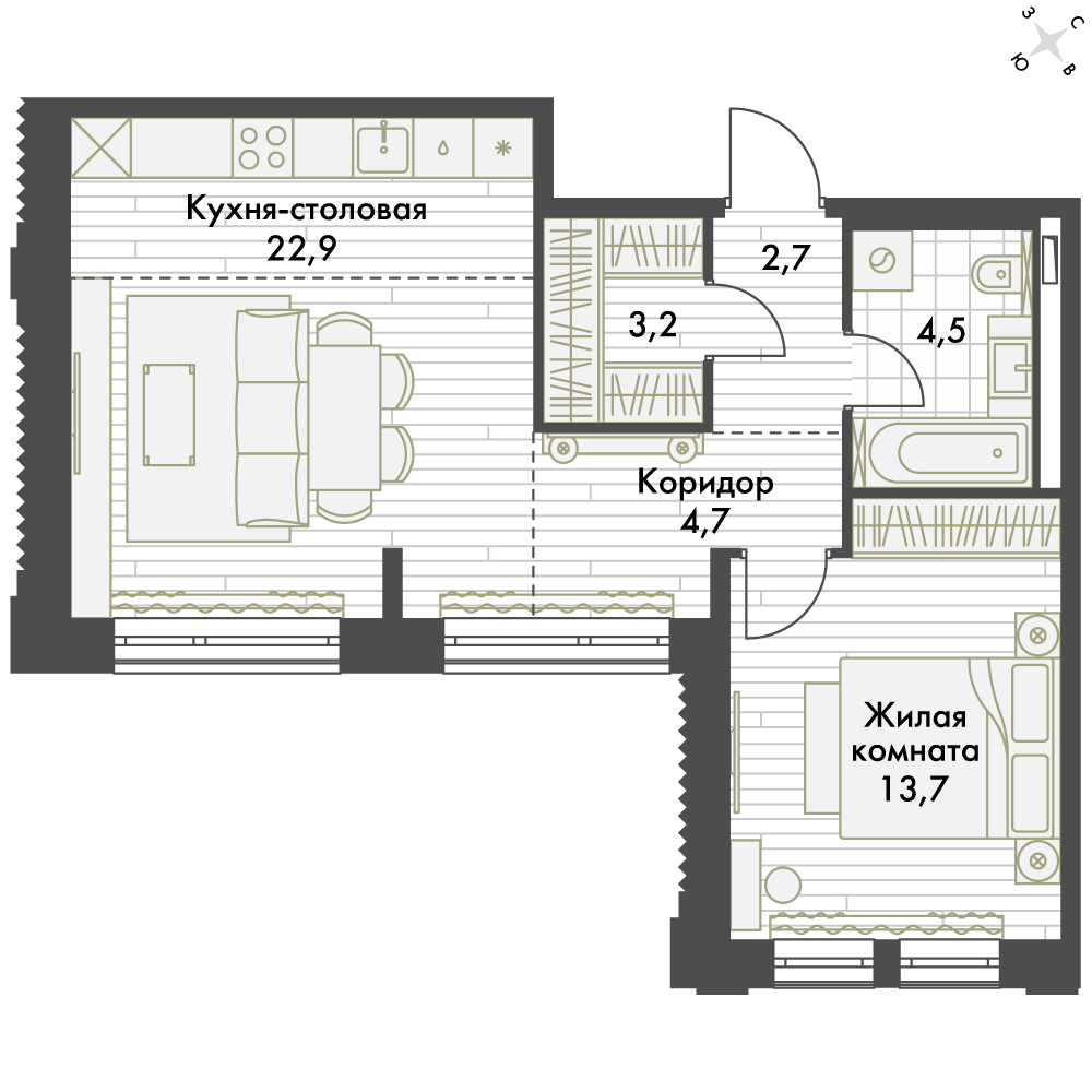 ЖК Философия, Студия 26,3 м2, за 9 896 164 ₽, 20 этаж