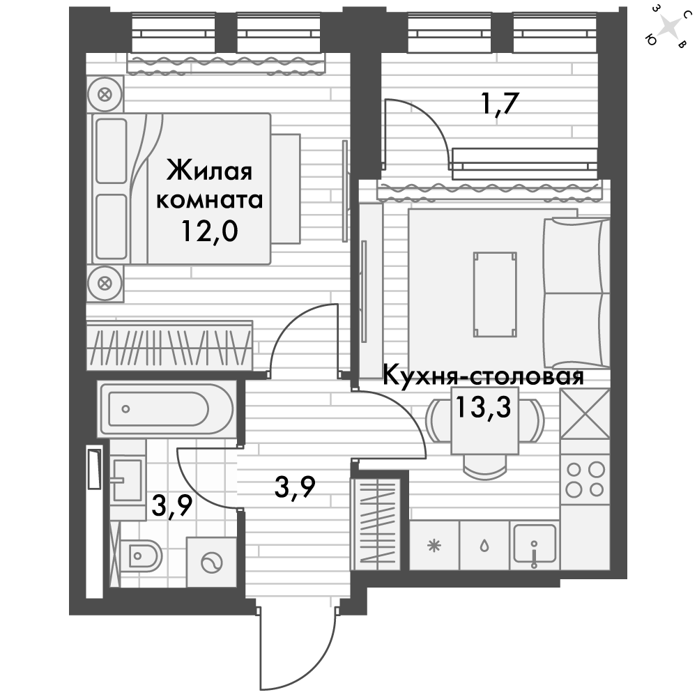 ЖК Философия, 2-комн кв 35,1 м2, за 14 368 284 ₽, 17 этаж