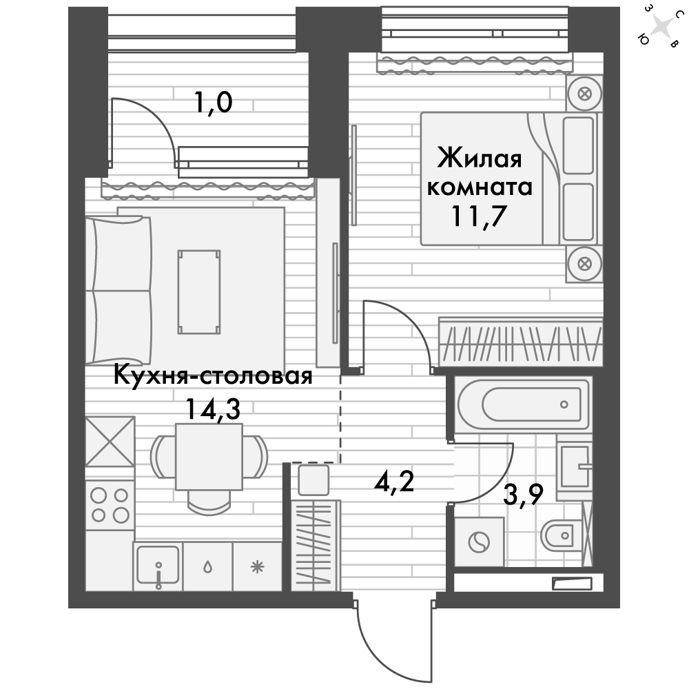 ЖК Философия, 1-комн кв 39,0 м2, за 12 963 639 ₽, 14 этаж