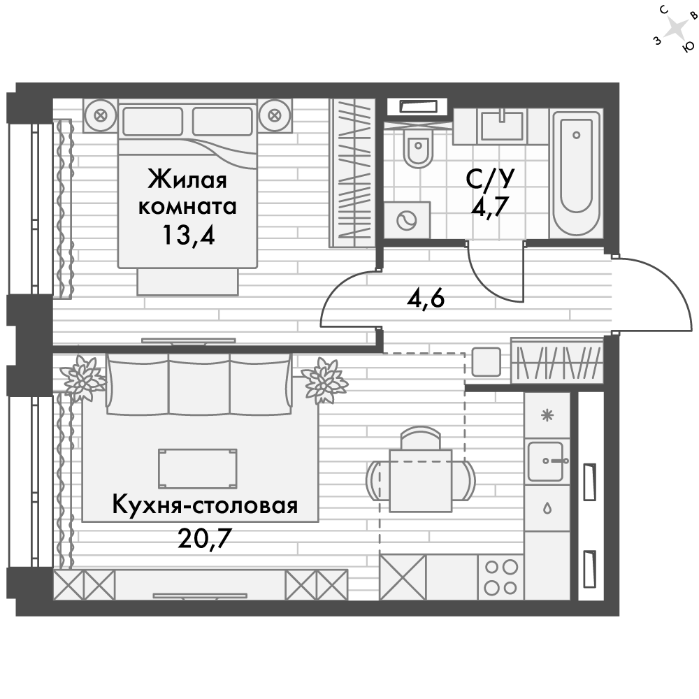 ЖК Философия, 3-комн кв 43,4 м2, за 22 198 569 ₽, 5 этаж