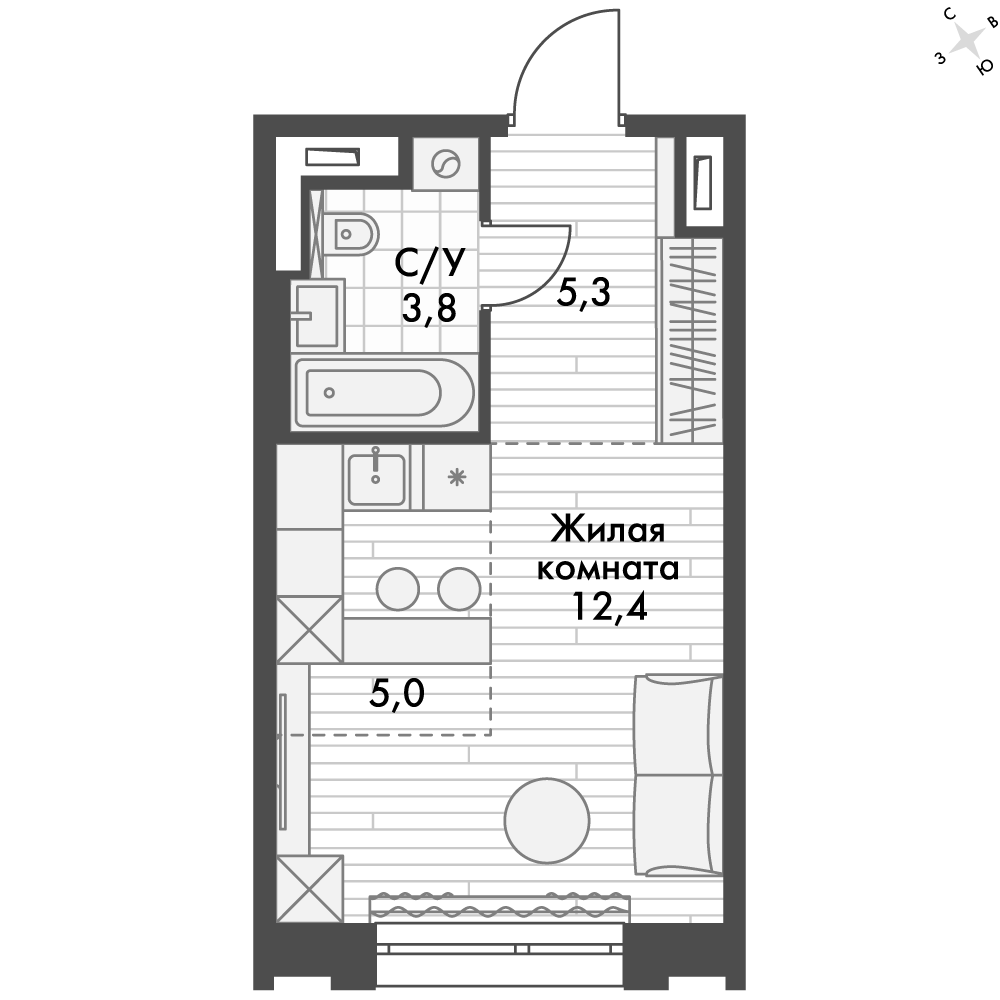 ЖК Философия, 2-комн кв 26,6 м2, за 18 933 669 ₽