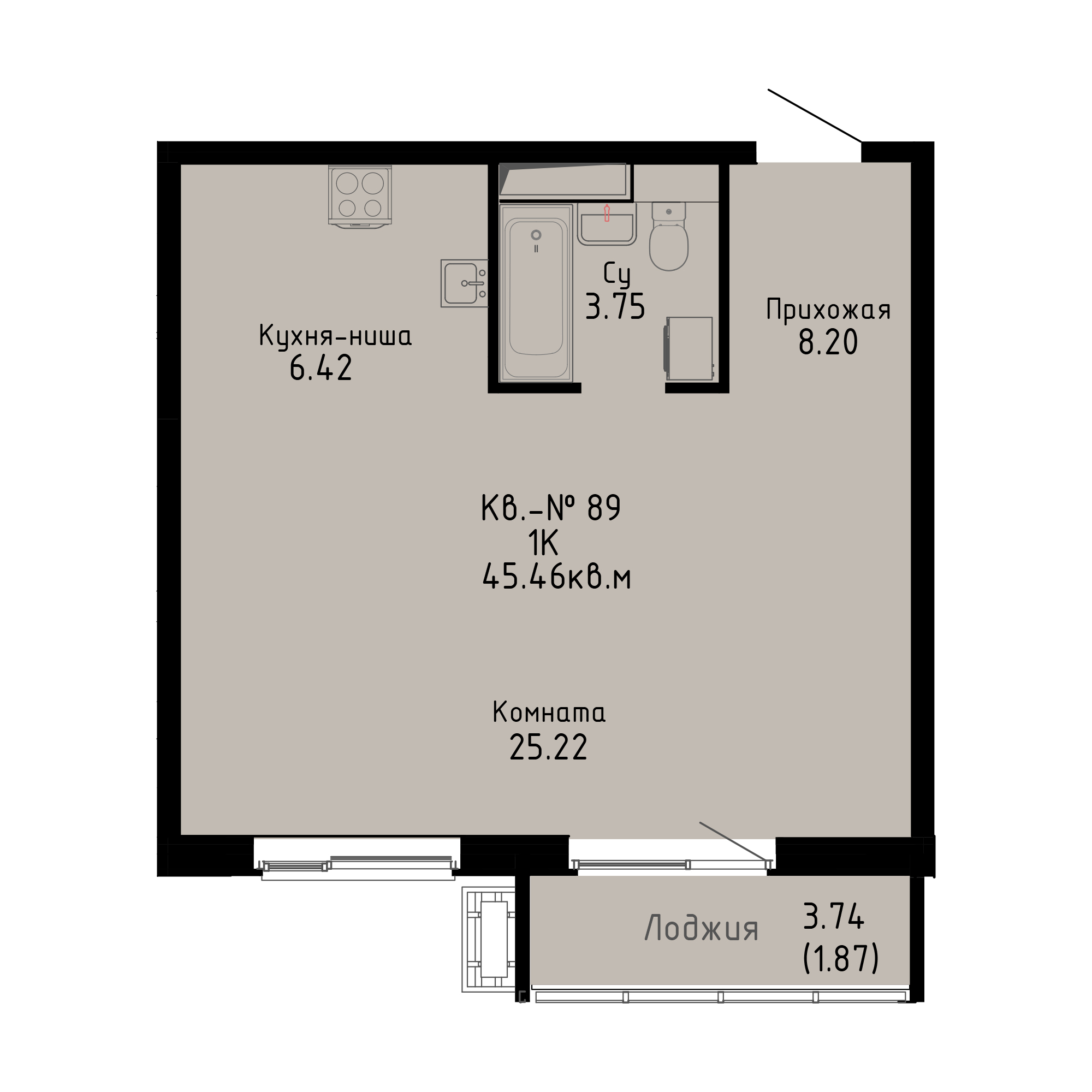 ЖК Формат, 1-комн кв 45,47 м2, за 7 991 750 ₽