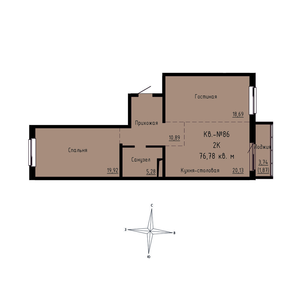 ЖК Формат, 2-комн кв 76,78 м2, за 10 188 706 ₽, 4 этаж