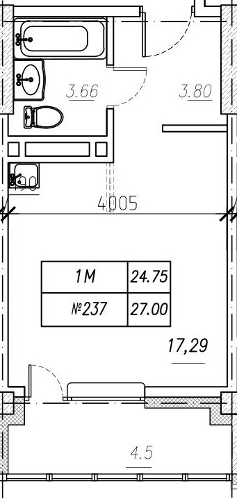 ЖК Южный, 1-комн кв 27,0 м2, за 4 536 000 ₽, 18 этаж