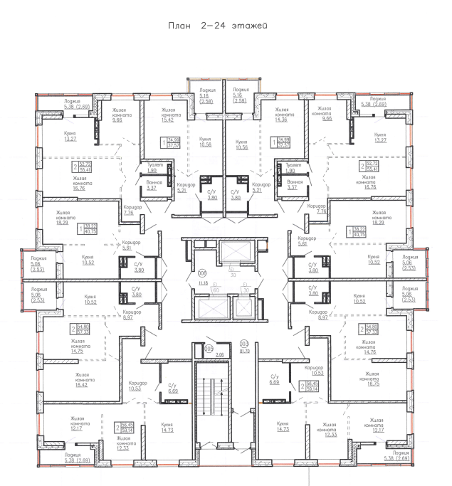 План на этаже дома №1, кв. №145, за 5 184 660 ₽