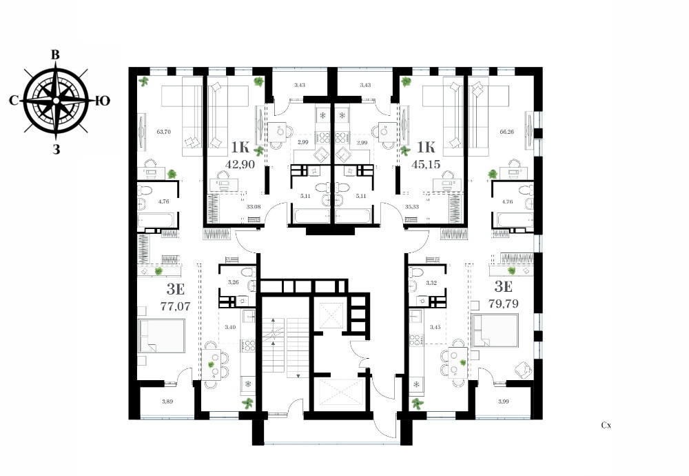 План на этаже дома №1, кв. №23, за 10 309 500 ₽