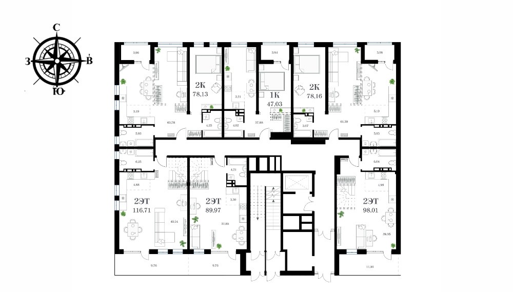План на этаже дома №2, кв. №218, за 16 615 300 ₽