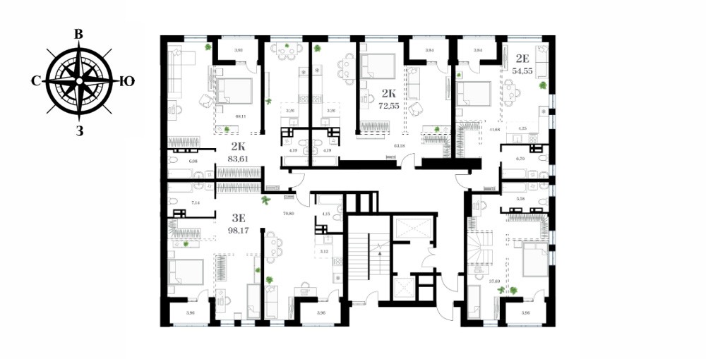 План на этаже дома №2, кв. №255, за 21 073 000 ₽